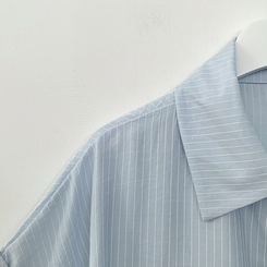 ストライプロールアップ半袖シャツ