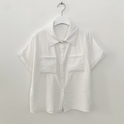 ストライプロールアップ半袖シャツ