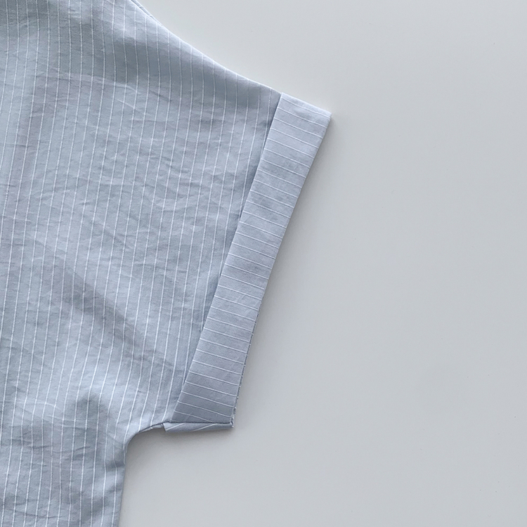 ストライプロールアップ半袖シャツ