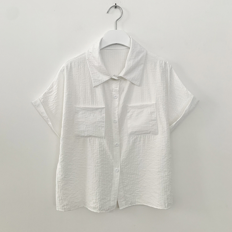 ストライプロールアップ半袖シャツ