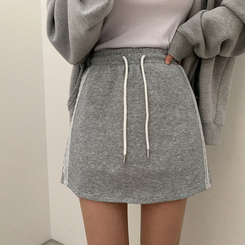 ミニスカート レースバンディングスカート GREY