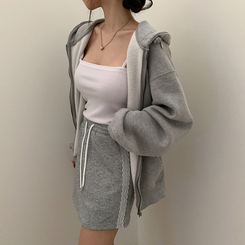 ミニスカート レースバンディングスカート GREY