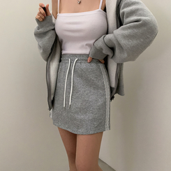 ミニスカート レースバンディングスカート GREY
