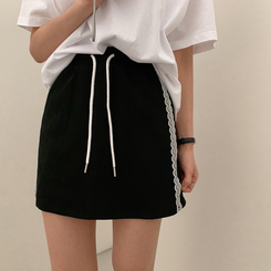 ミニスカート レースバンディングスカート BLACK