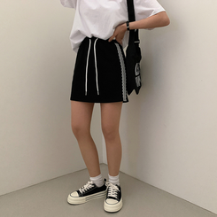 ミニスカート レースバンディングスカート BLACK