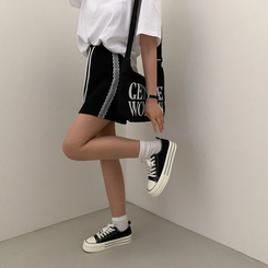 ミニスカート レースバンディングスカート BLACK