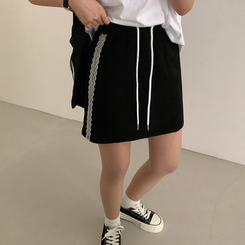 ミニスカート レースバンディングスカート BLACK