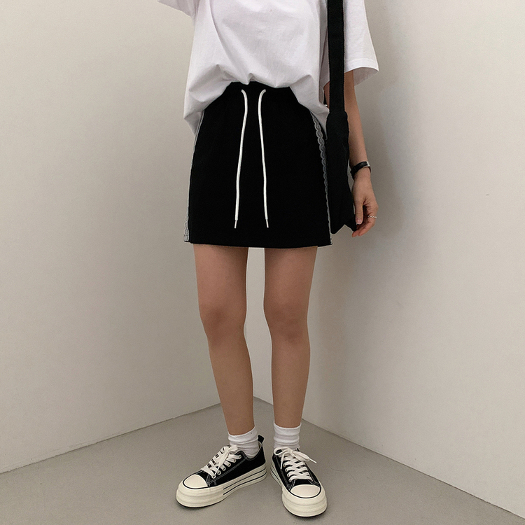レースバンディングスカート BLACK