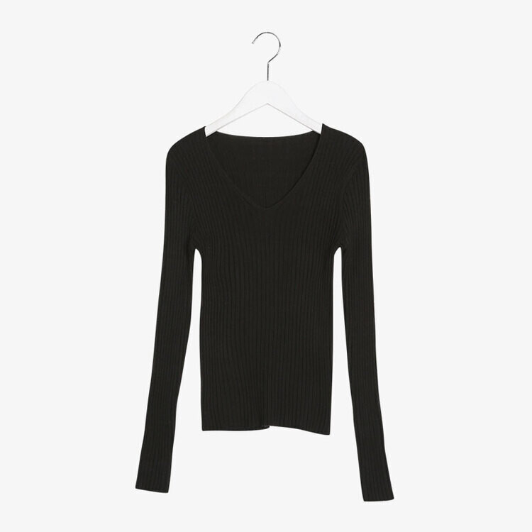 VネックリブニットTシャツ 6colors