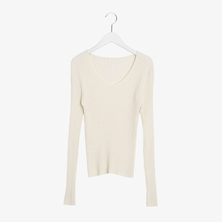 VネックリブニットTシャツ 6colors