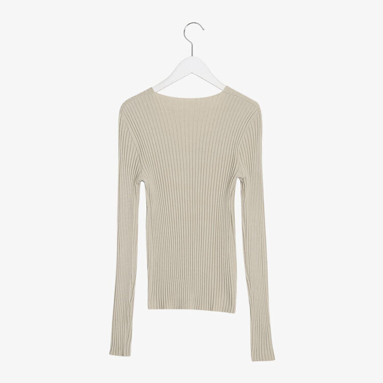 VネックリブニットTシャツ 6colors