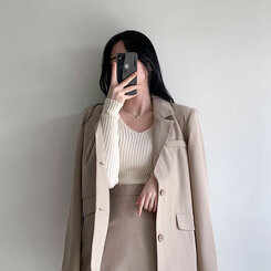 VネックリブニットTシャツ 6colors IVORY