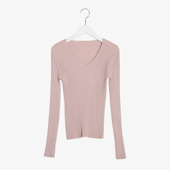 VネックリブニットTシャツ 6colors