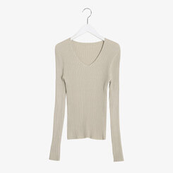 VネックリブニットTシャツ 6colors