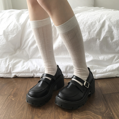 ブーツ 厚底バックルウォーカーローファー BLACK