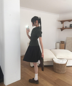 シャツ リンクルカラー半袖シャツ GREEN
