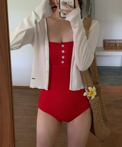 モノキニ ペタルボタンモノキニ RED