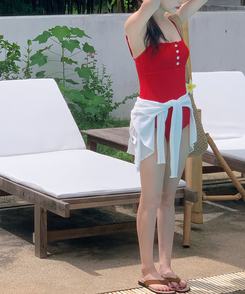 モノキニ ペタルボタンモノキニ RED