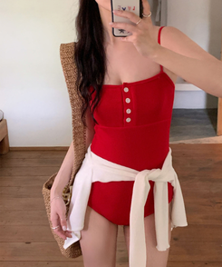 モノキニ ペタルボタンモノキニ RED