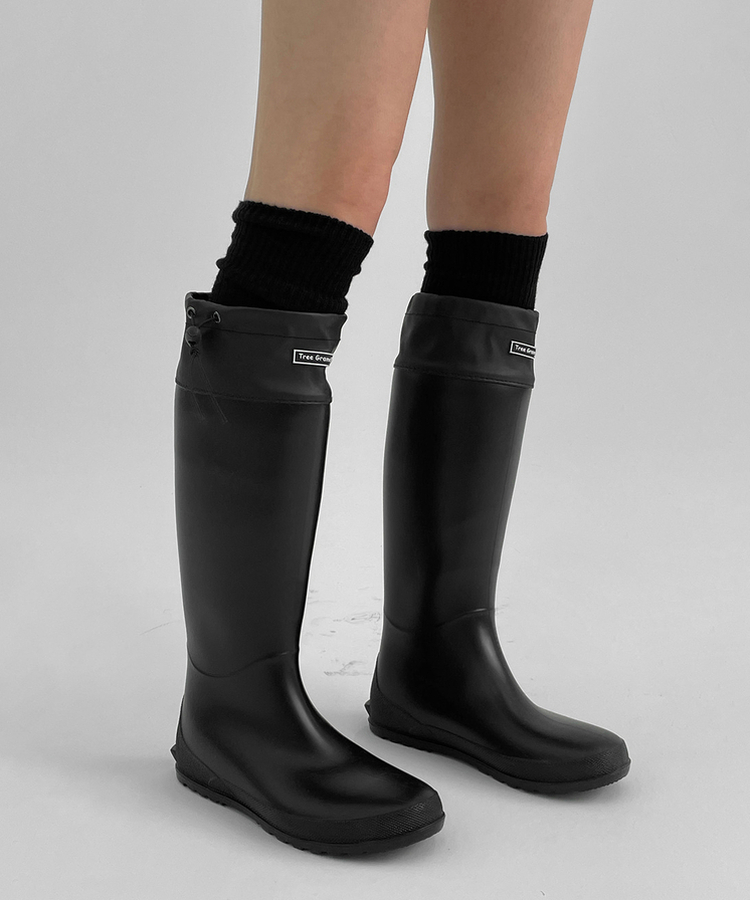 ストラップロングレインブーツ BLACK