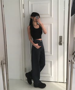 デニム 【丈別】セミワイドデニムパンツ(5color) BLACK DENIM