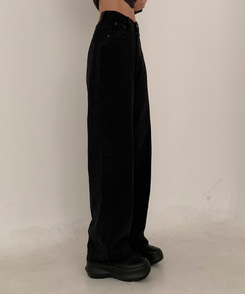 デニム 【丈別】セミワイドデニムパンツ(5color) BLACK DENIM