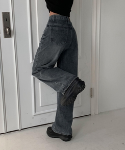 デニム 【丈別】セミワイドデニムパンツ(5color) GREY