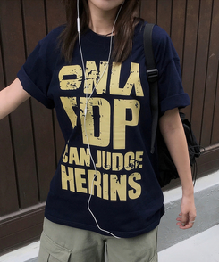 ラウンドレタリング半袖Tシャツ NAVY