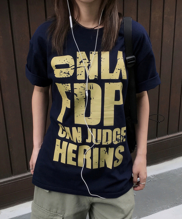 ラウンドレタリング半袖Tシャツ NAVY