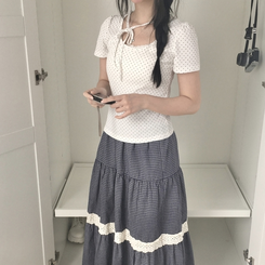 半袖Tシャツ ドットリボンパフ半袖Tシャツ IVORY
