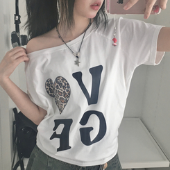 半袖Tシャツ オフショルダーセミクロップ半袖Tシャツ IVORY