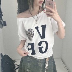 半袖Tシャツ オフショルダーセミクロップ半袖Tシャツ IVORY