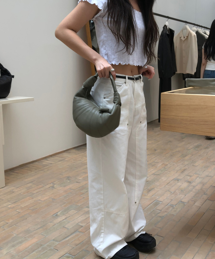 シンプルリベットパンツ IVORY
