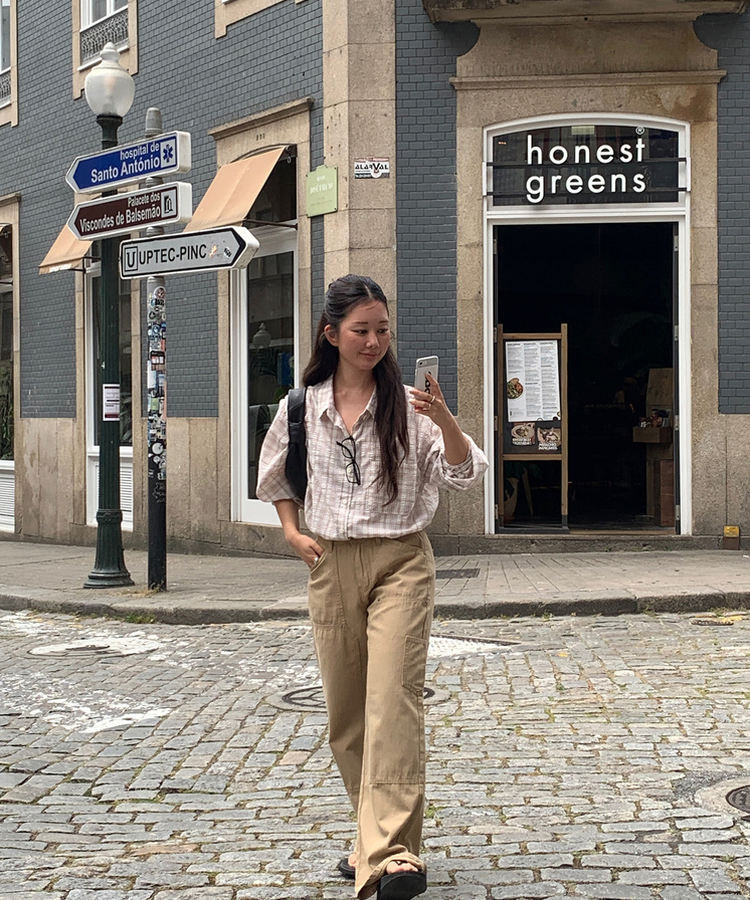 シンプルリベットパンツ BEIGE