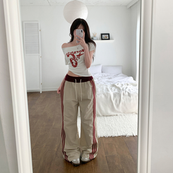 コットンパンツ ナイロンクーリングラインワイドパンツ(7color) BEIGE
