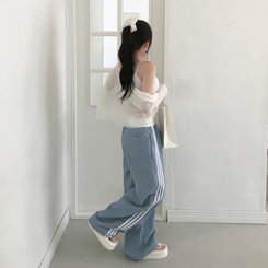 コットンパンツ ナイロンクーリングラインワイドパンツ(7color) SKY BLUE