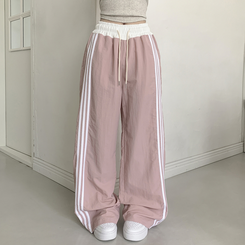 コットンパンツ ナイロンクーリングラインワイドパンツ(7color) LIGHT PINK