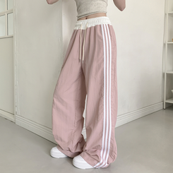コットンパンツ ナイロンクーリングラインワイドパンツ(7color) LIGHT PINK