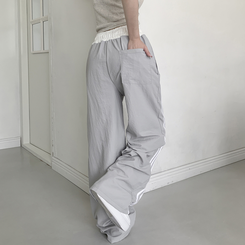 コットンパンツ ナイロンクーリングラインワイドパンツ(7color) LIGHT GRAY