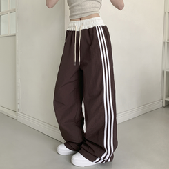 コットンパンツ ナイロンクーリングラインワイドパンツ(7color) BROWN