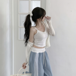 ノースリーブ ハートパンチングリボンキャミソール IVORY