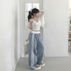 ノースリーブ ハートパンチングリボンキャミソール IVORY