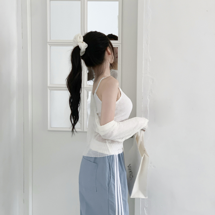ハートパンチングリボンキャミソール IVORY