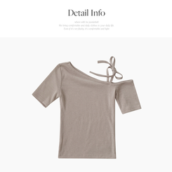 半袖Tシャツ リボンワンショルダークロップ半袖Tシャツ