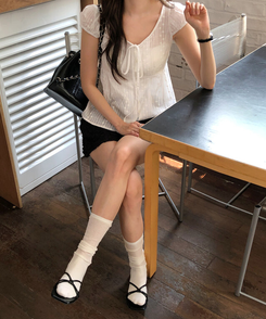 ショートパンツ フラットレースショートパンツ BLACK