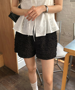 ショートパンツ フラットレースショートパンツ BLACK