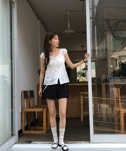 ショートパンツ フラットレースショートパンツ BLACK