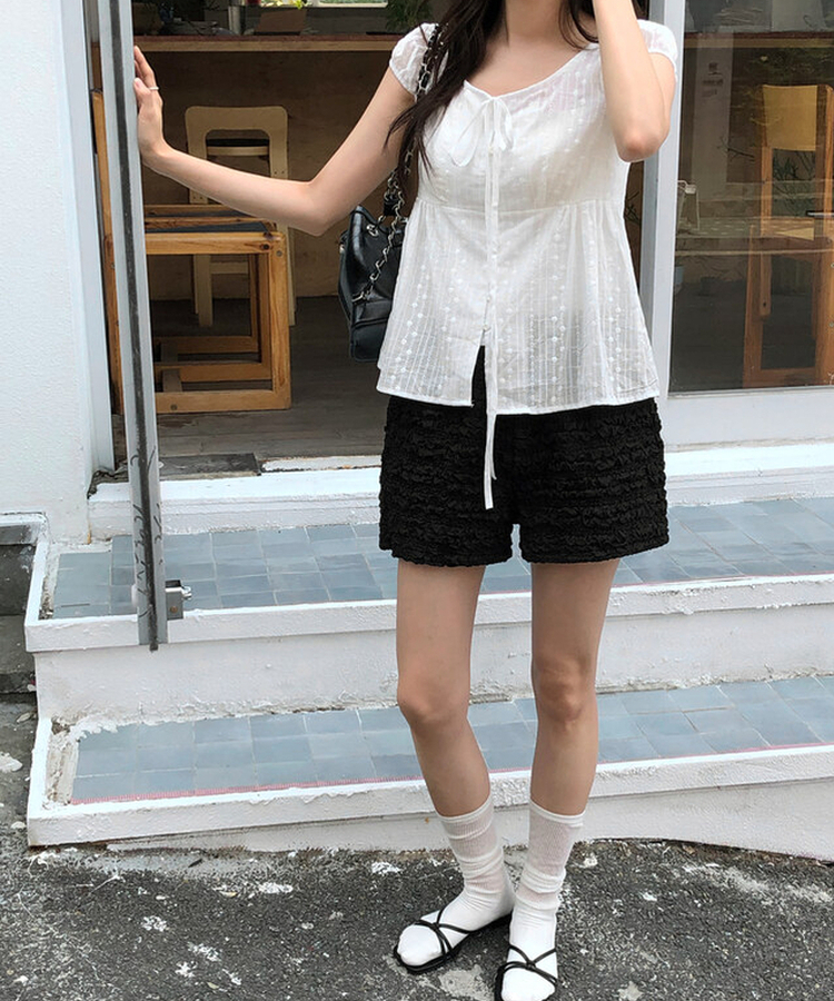 フラットレースショートパンツ BLACK