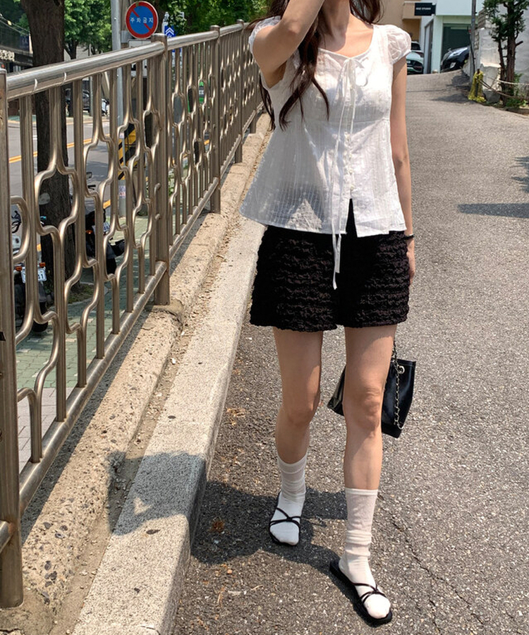 フラットレースショートパンツ BLACK