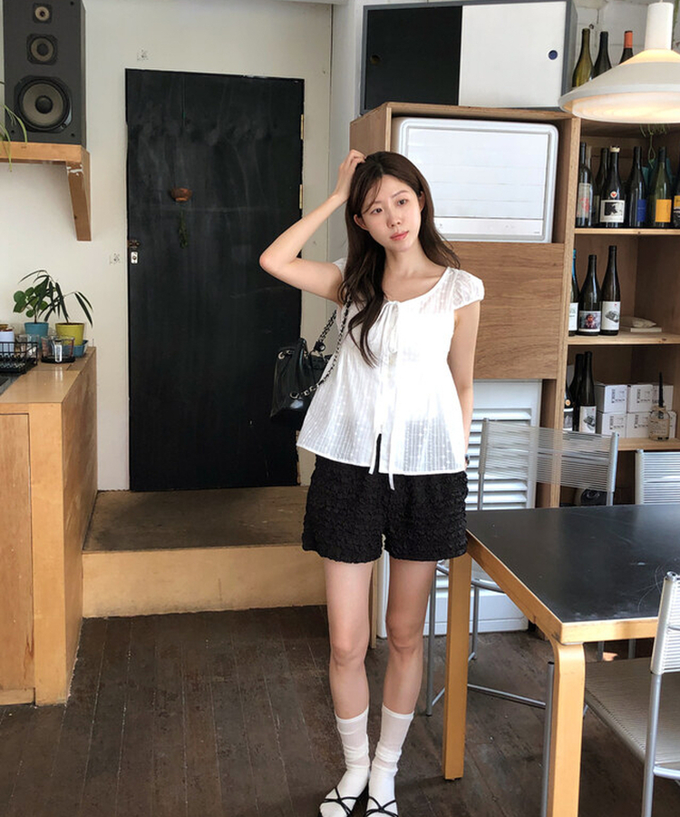 ショートパンツ フラットレースショートパンツ BLACK